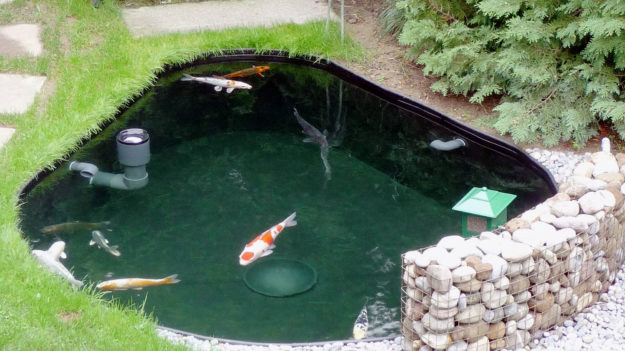 Teichabdichtung - Koiteich in Tropfenform